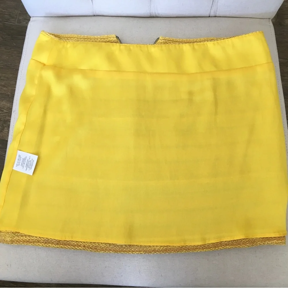 Alice + Olivia Yellow Gold Striped Lined Soft Boucle Mini Skirt Sz 4 - Picture 5 of 9